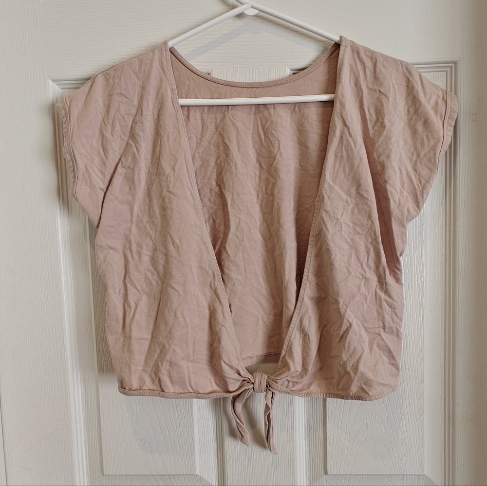 WILFRED Pale Pink Tie-front Cropped Wrap Top